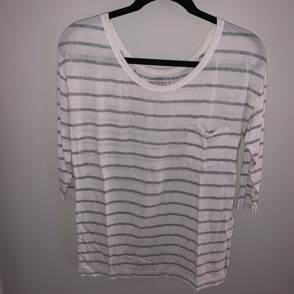 White and Gray striped top